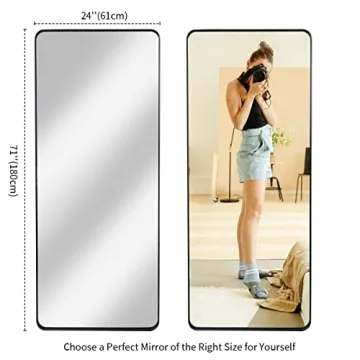 Koonmi Full Length Mirror 24x71 Stylish Black Frame