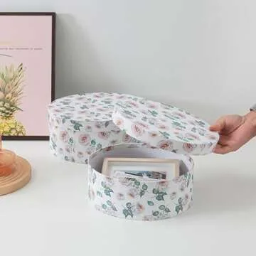 Soul & Lane Oblong Decorative Cardboard Storage Boxes with Lids, Set of 2 Floral Keepsake Boxes for Women, Oval Nesting Storage for Gifts, Home Decor, Organizing, Garden Roses