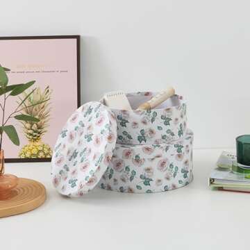 Soul & Lane Oblong Decorative Cardboard Storage Boxes with Lids, Set of 2 Floral Keepsake Boxes for Women, Oval Nesting Storage for Gifts, Home Decor, Organizing, Garden Roses
