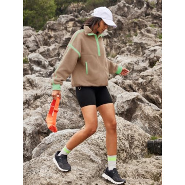 Panadila Womens Half Zip Sherpa Fleece Pullover Warm Fuzzy Sweater