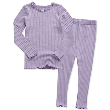 VAENAIT BABY Infant Toddler Kids Long Sleeve Modal Sleepwear Pajamas 2pcs Set Shirring Purple S