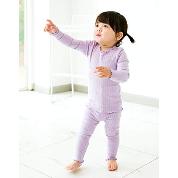 VAENAIT BABY Infant Toddler Kids Long Sleeve Modal Sleepwear Pajamas 2pcs Set Shirring Purple S
