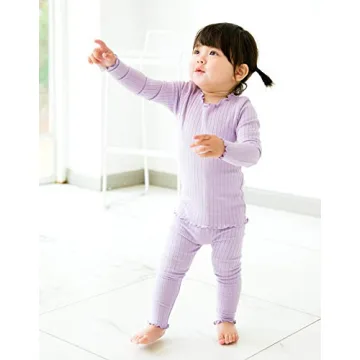 VAENAIT BABY Infant Toddler Kids Long Sleeve Modal Sleepwear Pajamas 2pcs Set Shirring Purple S