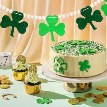 Haakong St Patricks Day Garland Shamrock Garland Decorations with Wooden Beads for Home Wall Party Supplies Decor