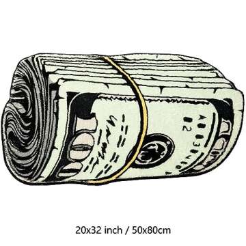 XIAOQIN Money Rug, 100 Dollar Bill Rug, 20x32 inch Money Creative Funky Rug, Fun Bath mat, Suitable for Bathroom, Bedroom, Living Room, Front Door, Home Decor Door Mat