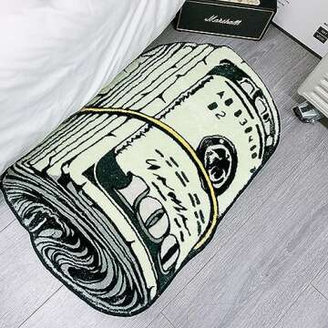XIAOQIN Money Rug, 100 Dollar Bill Rug, 20x32 inch Money Creative Funky Rug, Fun Bath mat, Suitable for Bathroom, Bedroom, Living Room, Front Door, Home Decor Door Mat