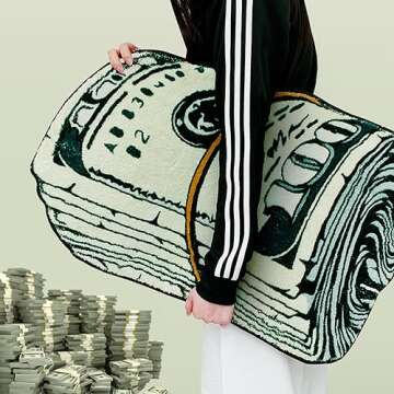 XIAOQIN Money Rug, 100 Dollar Bill Rug, 20x32 inch Money Creative Funky Rug, Fun Bath mat, Suitable for Bathroom, Bedroom, Living Room, Front Door, Home Decor Door Mat