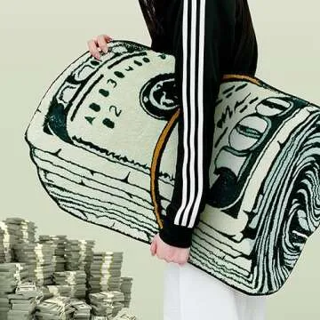 XIAOQIN Money Rug, 100 Dollar Bill Rug, 20x32 inch Money Creative Funky Rug, Fun Bath mat, Suitable for Bathroom, Bedroom, Living Room, Front Door, Home Decor Door Mat