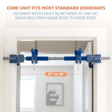 Gym1 Pull Up Bar for Doorway, Supports Up to 300 lbs, Heavy-Duty Chin Up Bar for Door Frame, No Screws Installation for Upper Body Fitness Workout at Home Gym, Made from Professional-Grade Steel