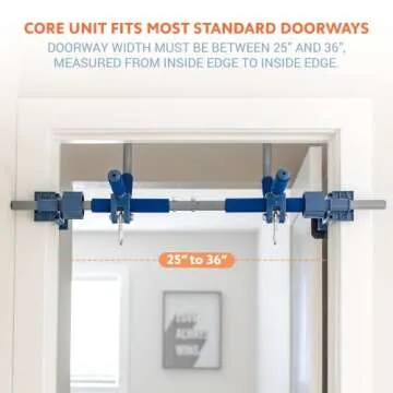 Gym1 Pull Up Bar for Doorway, Supports Up to 300 lbs, Heavy-Duty Chin Up Bar for Door Frame, No Screws Installation for Upper Body Fitness Workout at Home Gym, Made from Professional-Grade Steel