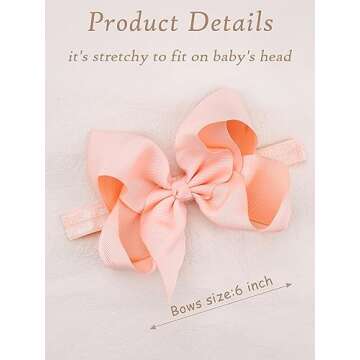 CellElection 30 Colors Baby Girls Headbands 6Inch Big Hair Bows Elastic Hair Bands Headbands Hair Ac...