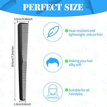 Boao 6-Piece Carbon Fiber Tapered Comb Set for All Hair Types