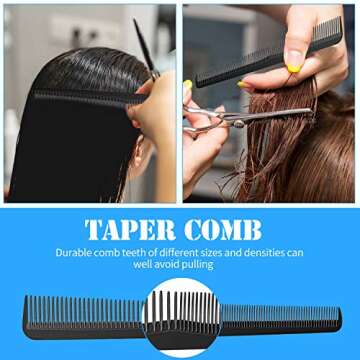 Boao 6-Piece Carbon Fiber Tapered Comb Set for All Hair Types