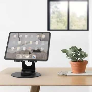 KABCON Swivel Tablet Stand, Aluminum Portable 360°Rotating Tablet Stand Holder for Desk,Business,Kitchen,Desktop,Tablet Table Stand for iPad Pro 9.7,10.5,12.9/Air Mini,Tab,Kindle,Nexus,E-Reader