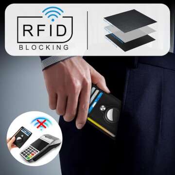 Hawanik Slim Minimalist Front Pocket Air Tag Wallet, RFID Blocking Card Holder Wallet with Airtag Holder