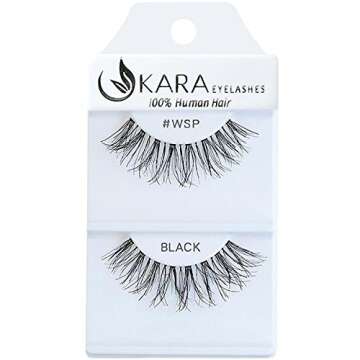 Kara Beauty 100% Human Hair False Eyelashes Wispies- WSP (12 PACK)