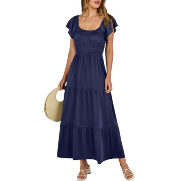 Stylish ANRABESS Women’s Flutter Sleeve Maxi Dress