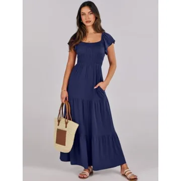 Beautiful ANRABESS Flutter Sleeve Maxi Dress for Summer