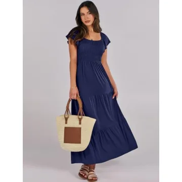 Beautiful ANRABESS Flutter Sleeve Maxi Dress for Summer