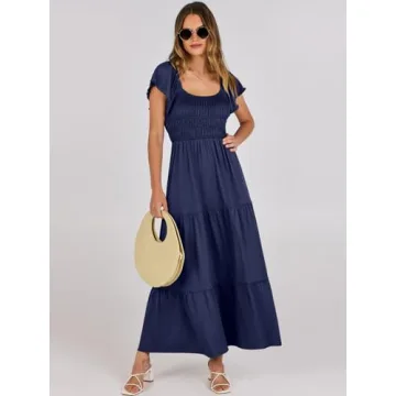 Beautiful ANRABESS Flutter Sleeve Maxi Dress for Summer