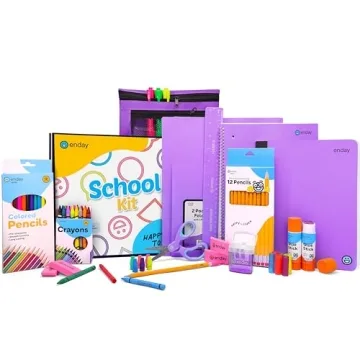 Back to School Supplies for Kids, Purple School Supply Box Grades K-5, Premium Quality Kids School S...