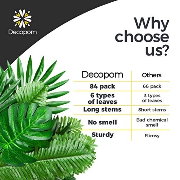 Decopom Tropical Palm Leaves 84PCS for Luau and More