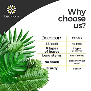Decopom Tropical Palm Leaves 84PCS for Luau and More