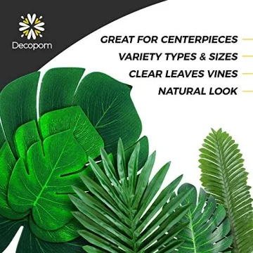 Decopom Tropical Palm Leaves 84PCS for Luau and More
