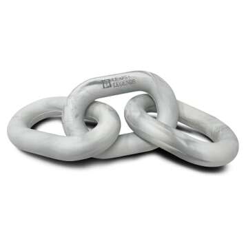 Tug of War Dog Chew Toy - Natural Rubber Heavy Duty Marble Links - Neutral Aesthetically Pleasing Puppy Chew Toys for Small, Medium or Large Dogs (White & Gray Marble)