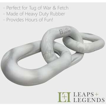 Tug of War Dog Chew Toy - Natural Rubber Heavy Duty Marble Links - Neutral Aesthetically Pleasing Puppy Chew Toys for Small, Medium or Large Dogs (White & Gray Marble)