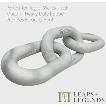 Tug of War Dog Chew Toy - Natural Rubber Heavy Duty Marble Links - Neutral Aesthetically Pleasing Puppy Chew Toys for Small, Medium or Large Dogs (White & Gray Marble)