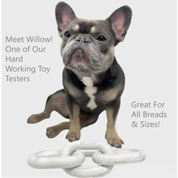 Tug of War Dog Chew Toy - Natural Rubber Heavy Duty Marble Links - Neutral Aesthetically Pleasing Puppy Chew Toys for Small, Medium or Large Dogs (White & Gray Marble)