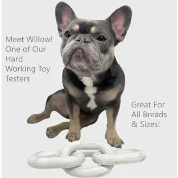 Tug of War Dog Chew Toy - Natural Rubber Heavy Duty Marble Links - Neutral Aesthetically Pleasing Puppy Chew Toys for Small, Medium or Large Dogs (White & Gray Marble)