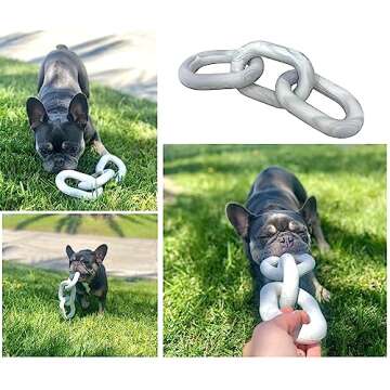 Tug of War Dog Chew Toy - Natural Rubber Heavy Duty Marble Links - Neutral Aesthetically Pleasing Puppy Chew Toys for Small, Medium or Large Dogs (White & Gray Marble)