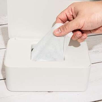 Gonioa Baby Wipes Dispenser, Baby Wipes Case, Baby Wipe Holder Keeps Diaper Wipes Fresh, Easy Open & Close Wipe Container with Non-Slip Feet