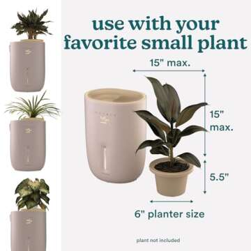 Homedics Natura Ultrasonic Warm & Cool Mist Humidifier, 1.3-Gal for Large Rooms, 60-Hr Runtime, Plant Holder, Programmable Humidity, Auto Shutoff, Nightlight Small Plant Compatible(Plant Not Included)