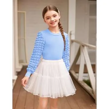 Charming Arshiner Puff Long Sleeve Girl's Top - Perfect Fit!