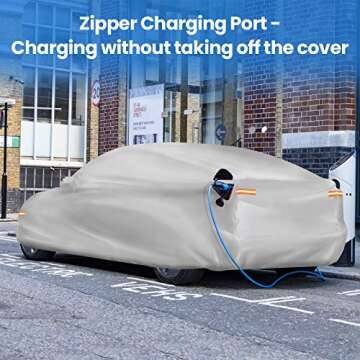BougeRV for Tesla Model Y Car Cover Accessories All-Weather Outdoor Waterproof Cover with Ventilated Mesh & Charging Port fit for Tesla Model Y 2020 2021 2022