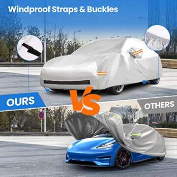 BougeRV for Tesla Model Y Car Cover Accessories All-Weather Outdoor Waterproof Cover with Ventilated Mesh & Charging Port fit for Tesla Model Y 2020 2021 2022