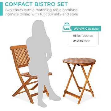 Best Choice Products Acacia Wood Bistro Set for Outdoors