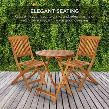 Best Choice Products Acacia Wood Bistro Set for Outdoors