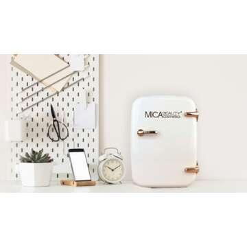 Mica Beauty Mini Skincare Refrigerator-Thermo Electric Cooler and Warmer perfect for a Bedroom, Dorm, Office,Desktop and Travel 4 Liter