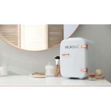 Mica Beauty Mini Skincare Refrigerator-Thermo Electric Cooler and Warmer perfect for a Bedroom, Dorm, Office,Desktop and Travel 4 Liter