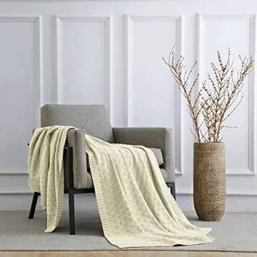 Cozy Large Cotton Knit Throw Blanket for All Ages