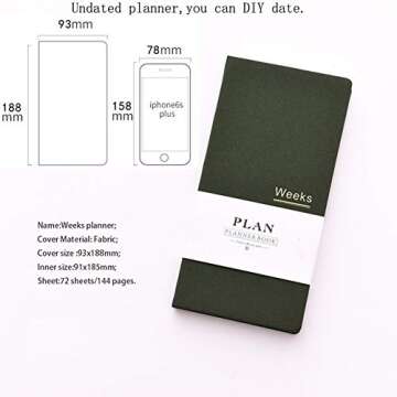 Undated Pocket Weekly Planner Schedule Organizer Agenda Year Month Week Plan A6 Notebooks (A6 undated planner Blue+Green)