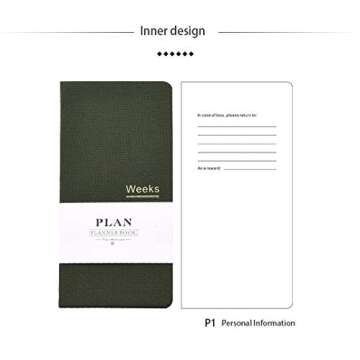 Undated Pocket Weekly Planner Schedule Organizer Agenda Year Month Week Plan A6 Notebooks (A6 undated planner Blue+Green)