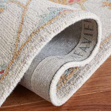 SAFAVIEH Micro-Loop Collection Area Rug - 8' x 10', Silver & Red, Handmade Wool, Ideal for High Traffic Areas in Living Room, Bedroom (MLP534G)