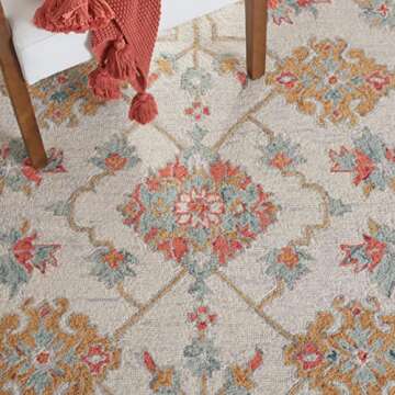 SAFAVIEH Micro-Loop Collection Area Rug - 8' x 10', Silver & Red, Handmade Wool, Ideal for High Traffic Areas in Living Room, Bedroom (MLP534G)