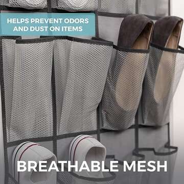 HOME GENIE Hanging Shoe Organizer - Sturdy, Breathable Design