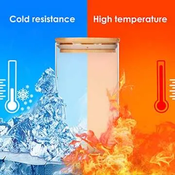 Glass Food Storage Containers Jars with Airtight Bamboo Lid 20 oz 9 pcs, 590 ml Pantry Organization Jar, Glass Terrarium with Lid, Spice, Flour and Sugar Container, Canister Set for Kitchen Counter